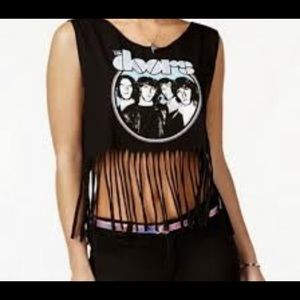 The Doors Womens T-Shirt Graphic Crop Top Black L
